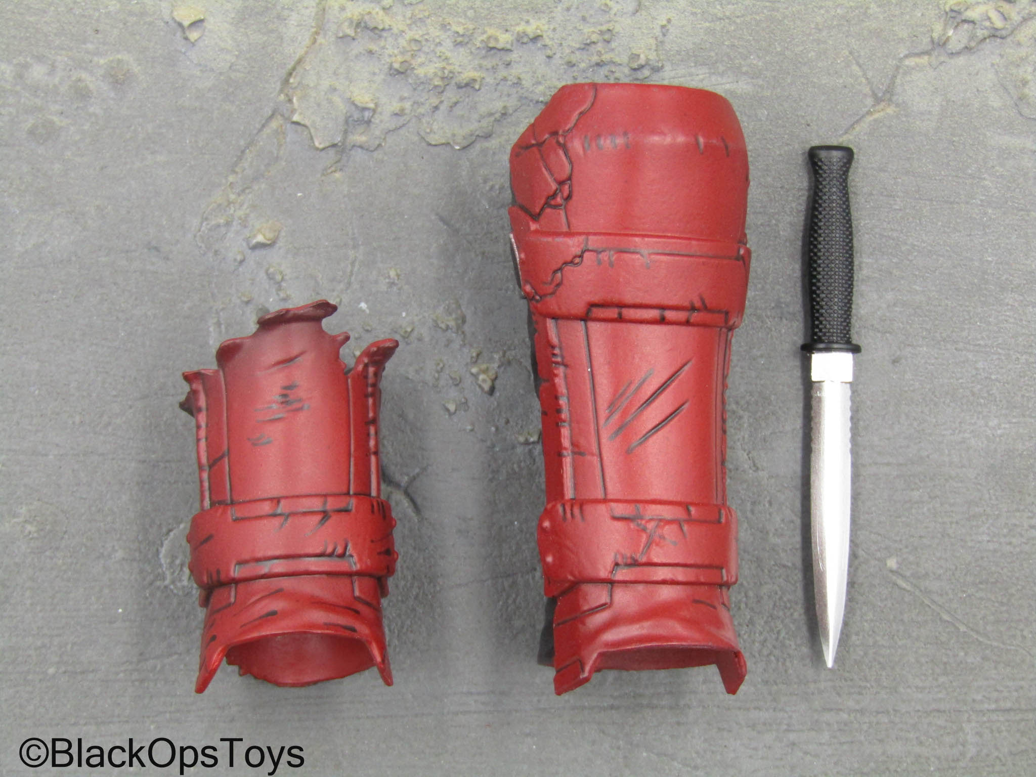 Zombie Deadpool - Red Shin Guards w/Boot Knife – BlackOpsToys