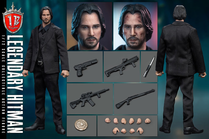 Load image into Gallery viewer, 1/12 - Legendary Hitman - Male Black Suited Body w/Headsculpt
