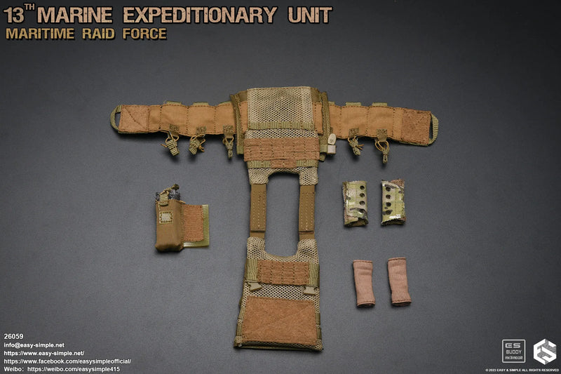 Load image into Gallery viewer, 13th Marine Expeditionary Unit - Tan MOLLE Vest w/Chest Rig &amp; Pouches
