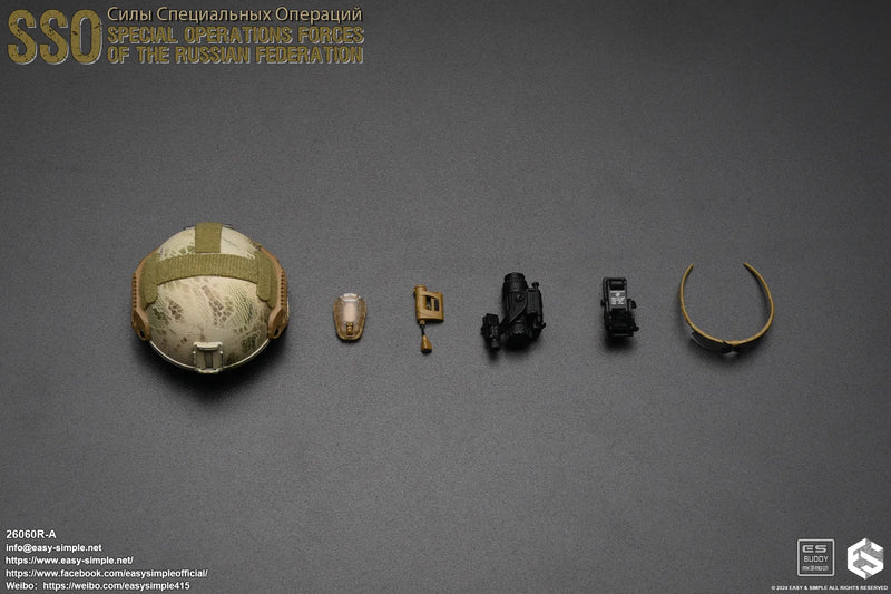 Load image into Gallery viewer, Russian SSO - Snakeskin Pattern Tan Helmet w/NVG Set &amp; Glasses
