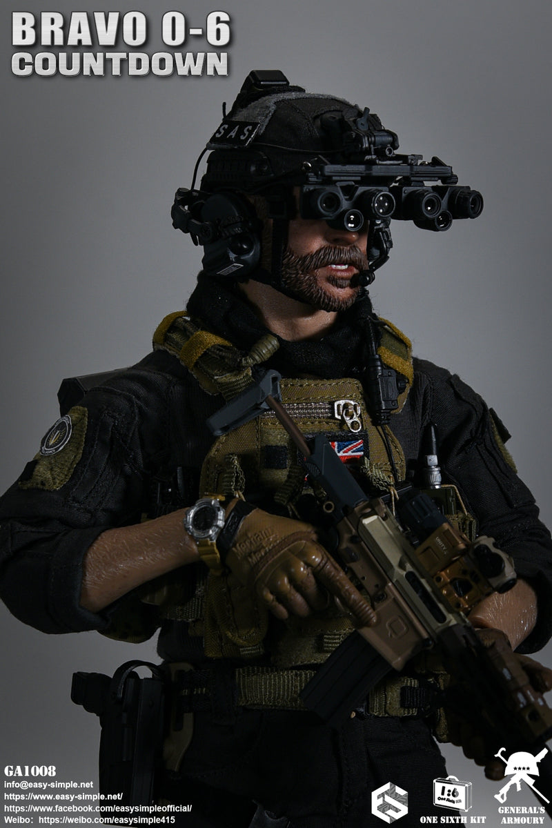 Load image into Gallery viewer, Bravo 0-6 Countdown - Black Helmet w/NVG &amp; Radio Set
