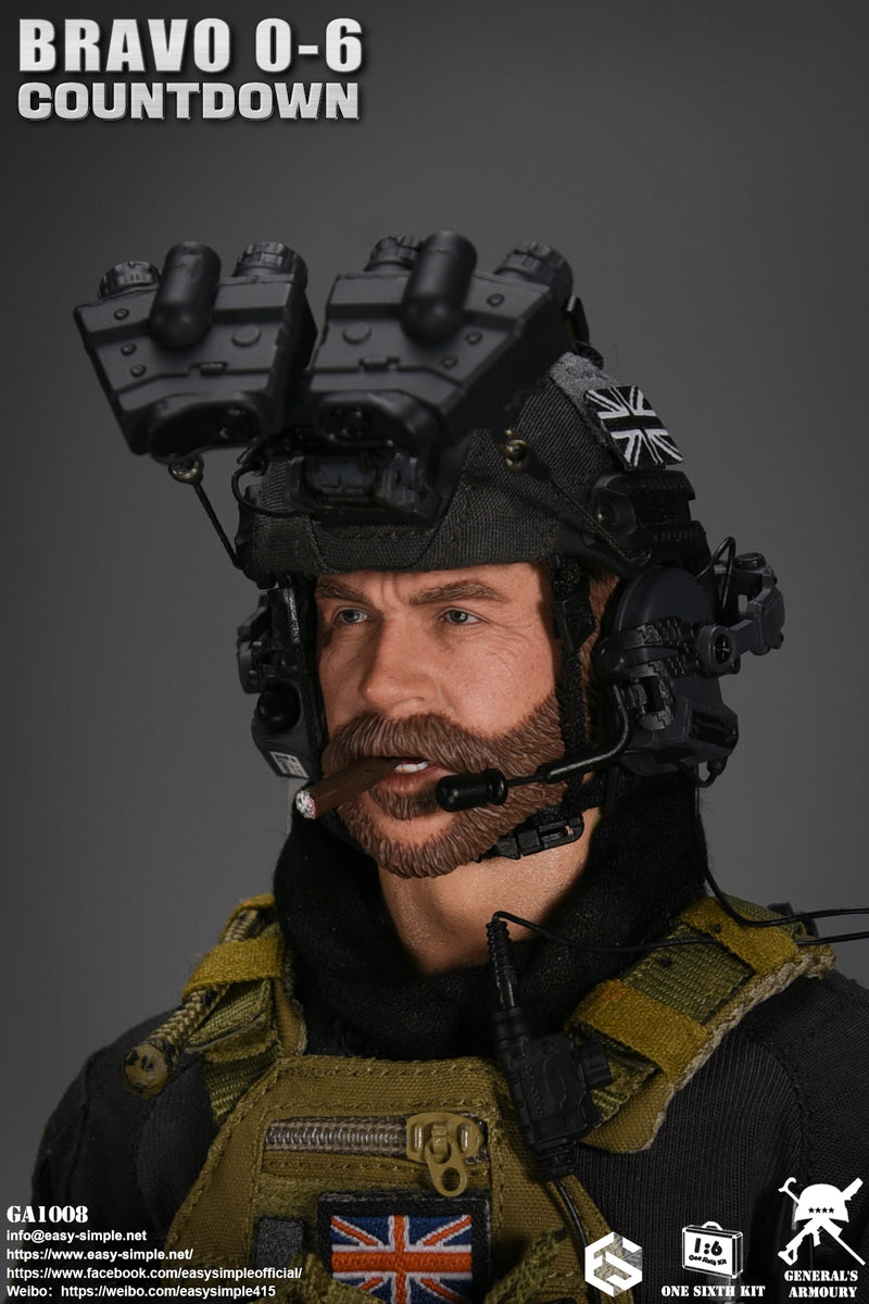 Load image into Gallery viewer, Bravo 0-6 Countdown - Black Helmet w/NVG &amp; Radio Set
