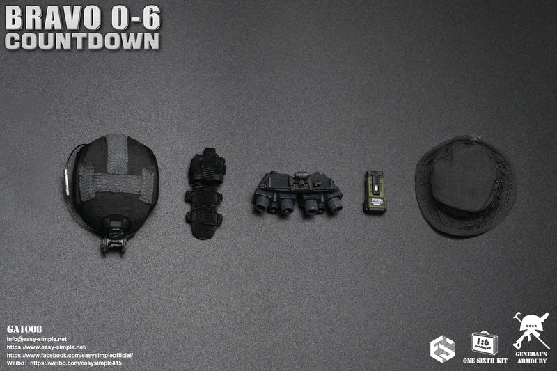 Load image into Gallery viewer, Bravo 0-6 Countdown - Black Helmet w/NVG &amp; Radio Set
