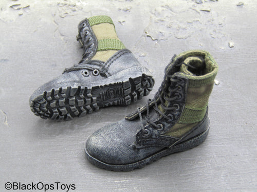 Vietnam Forrest Gump - Black & Green Jungle Boots (Foot Type)