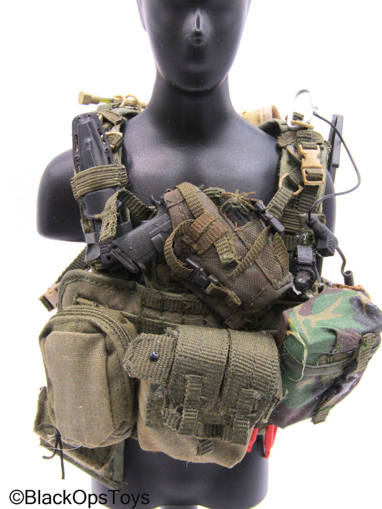 Green Complete MOLLE Body Armor Vest w/Gear & Pouch Set