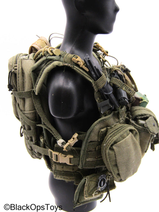 Green Complete MOLLE Body Armor Vest w/Gear & Pouch Set