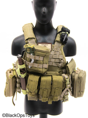 Tan MOLLE Assault Vest w/Gear & Pouch Set