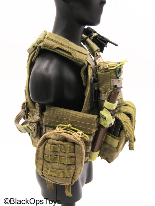 Tan MOLLE Assault Vest w/Gear & Pouch Set