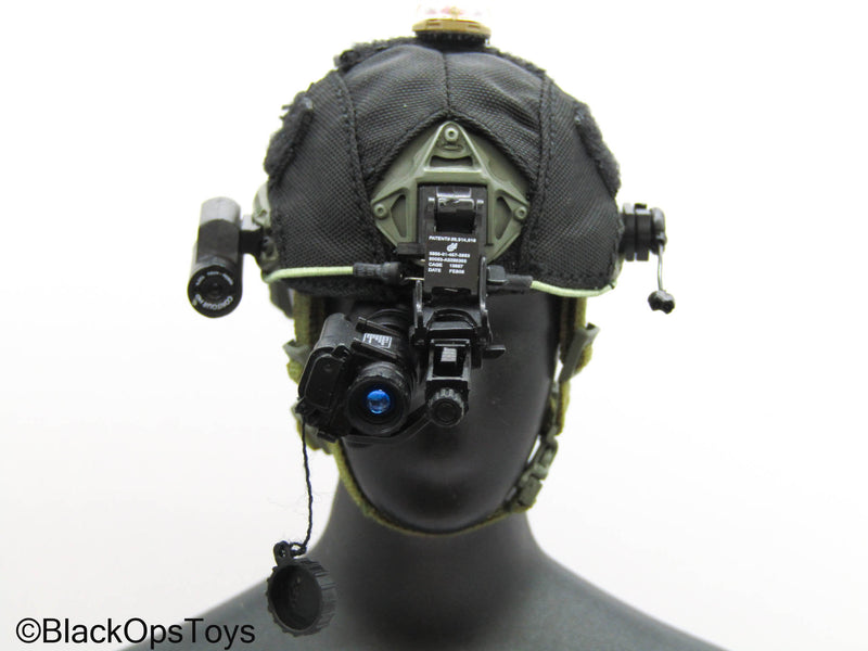 Load image into Gallery viewer, Spetsnaz SVR Zaslon - Black &amp; Green Helmet w/NVG Set
