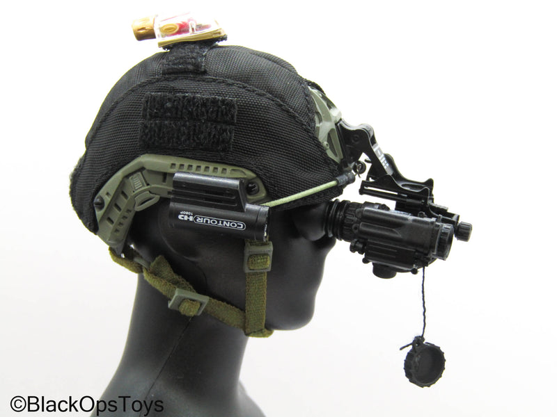 Load image into Gallery viewer, Spetsnaz SVR Zaslon - Black &amp; Green Helmet w/NVG Set
