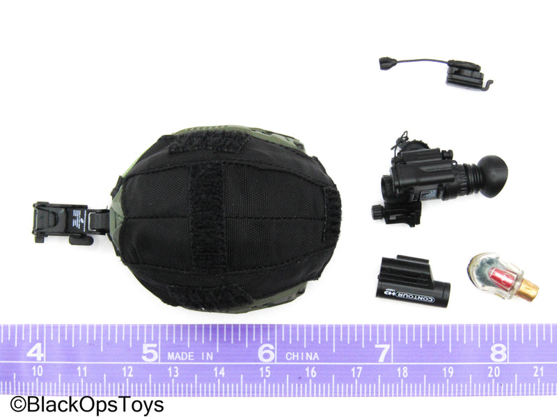 Load image into Gallery viewer, Spetsnaz SVR Zaslon - Black &amp; Green Helmet w/NVG Set
