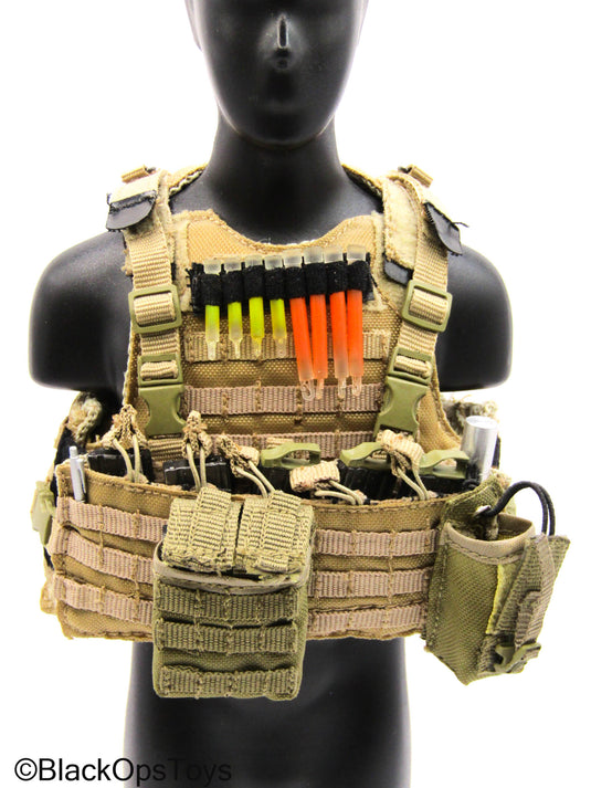 Tan MOLLE Assault Vest w/Pouch & Gear Set