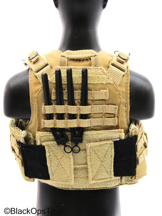 Tan MOLLE Assault Vest w/Pouch & Gear Set