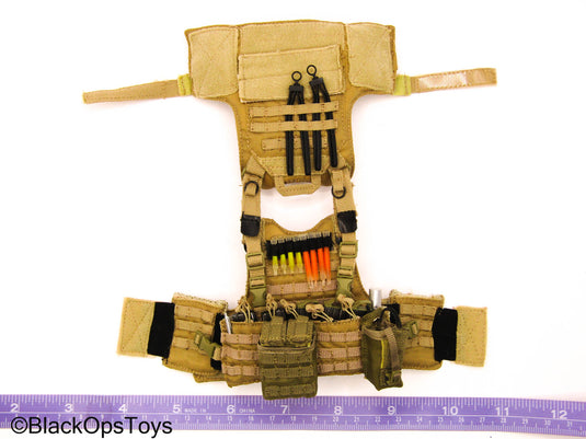 Tan MOLLE Assault Vest w/Pouch & Gear Set