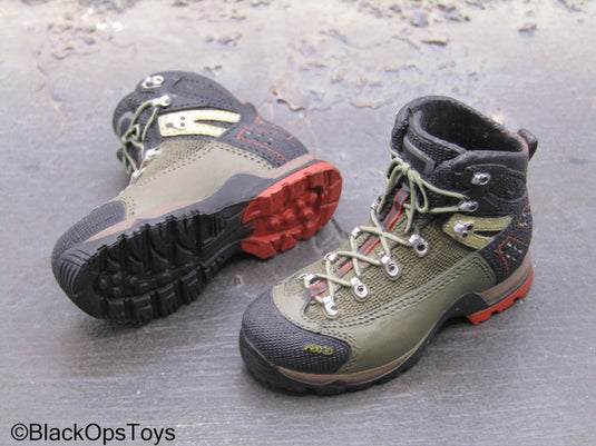 Grey, Red & Green Combat Boots (Peg Type)