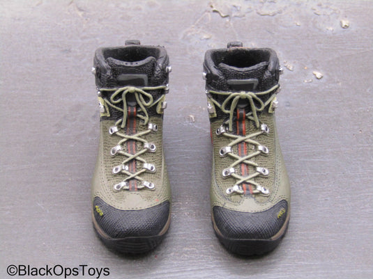 Grey, Red & Green Combat Boots (Peg Type)