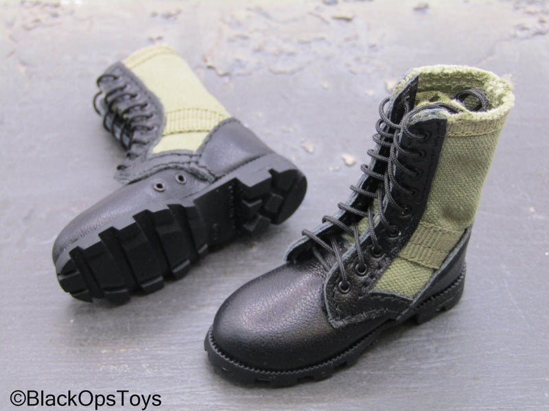 Load image into Gallery viewer, Vietnam US MACV-SOG - Green &amp; Black Jungle Boots (Foot Type)
