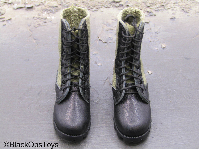 Load image into Gallery viewer, Vietnam US MACV-SOG - Green &amp; Black Jungle Boots (Foot Type)
