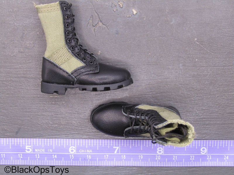 Load image into Gallery viewer, Vietnam US MACV-SOG - Green &amp; Black Jungle Boots (Foot Type)
