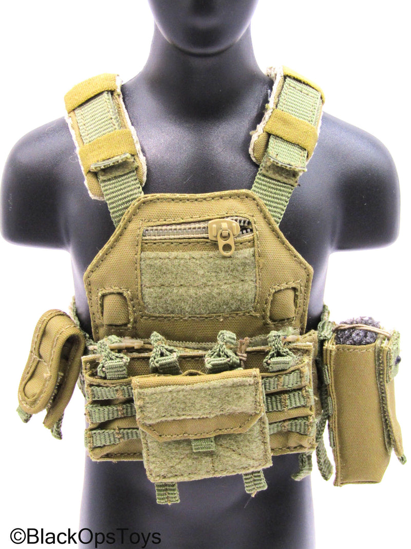 Load image into Gallery viewer, Bravo 0-6 Countdown - Green MOLLE Combat Vest w/Pouches
