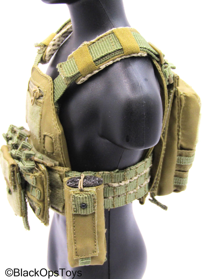 Load image into Gallery viewer, Bravo 0-6 Countdown - Green MOLLE Combat Vest w/Pouches
