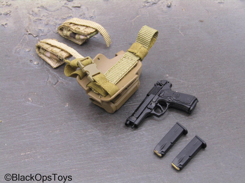 Load image into Gallery viewer, 101st Airborne Div. - M9 Pistol w/Tan Drop Leg Holster
