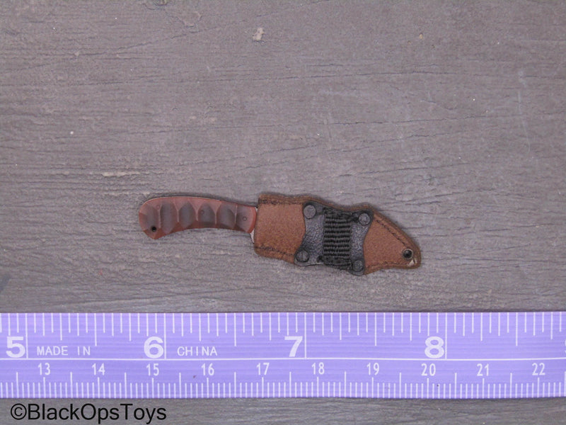 Load image into Gallery viewer, BLADE - Knife w/Brown Leather Like Sheath
