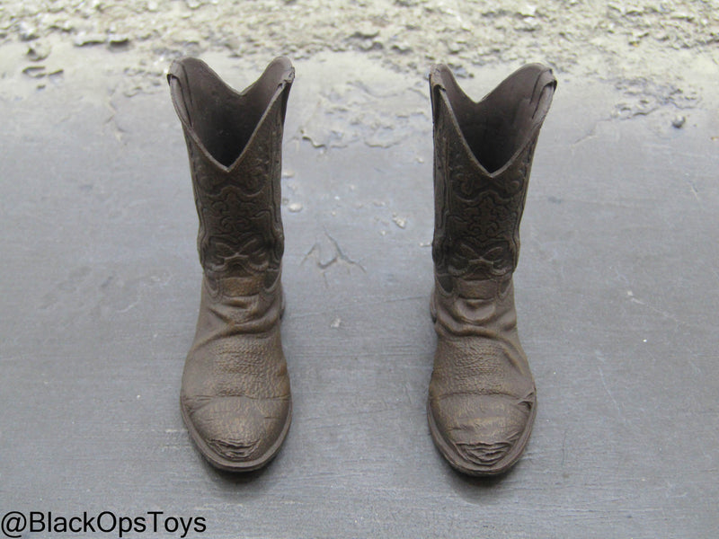 Load image into Gallery viewer, Zombie Killer - Brown Detailed Cowboy Boots (Peg Type)
