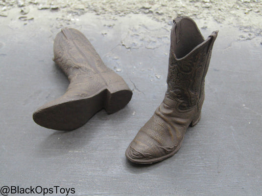 Zombie Killer - Brown Detailed Cowboy Boots (Peg Type)