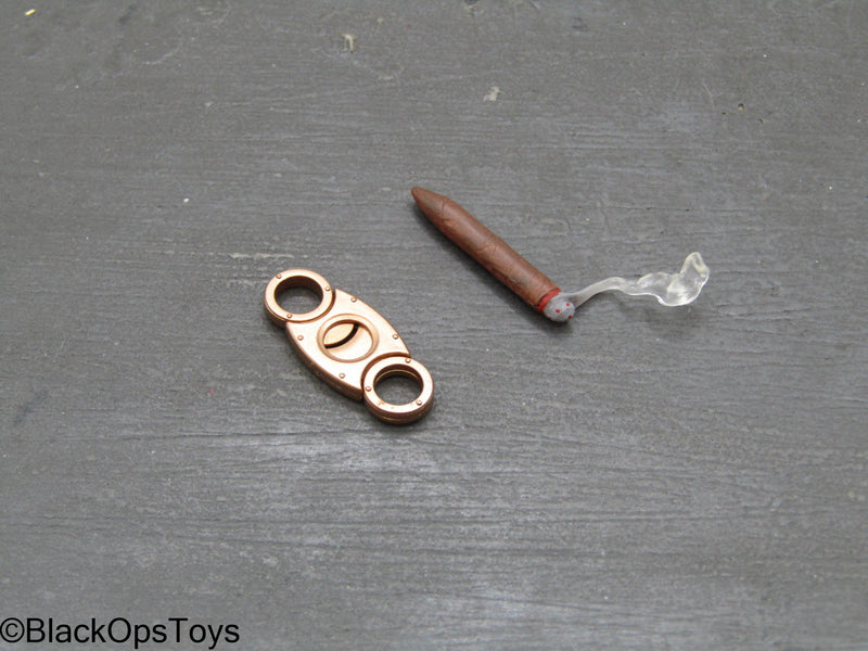 Load image into Gallery viewer, Poker Kingdom LTD - Nell - Smoking Cigar w/Copper Like Cigar Cutter
