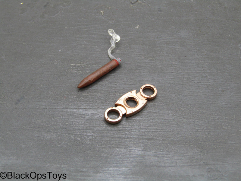 Load image into Gallery viewer, Poker Kingdom LTD - Nell - Smoking Cigar w/Copper Like Cigar Cutter
