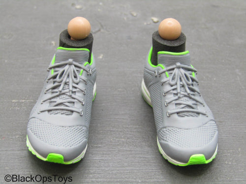 Grey & Green Running Shoes (Peg Type)