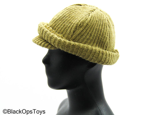 WWII - Tan Knit Hat w/Bill