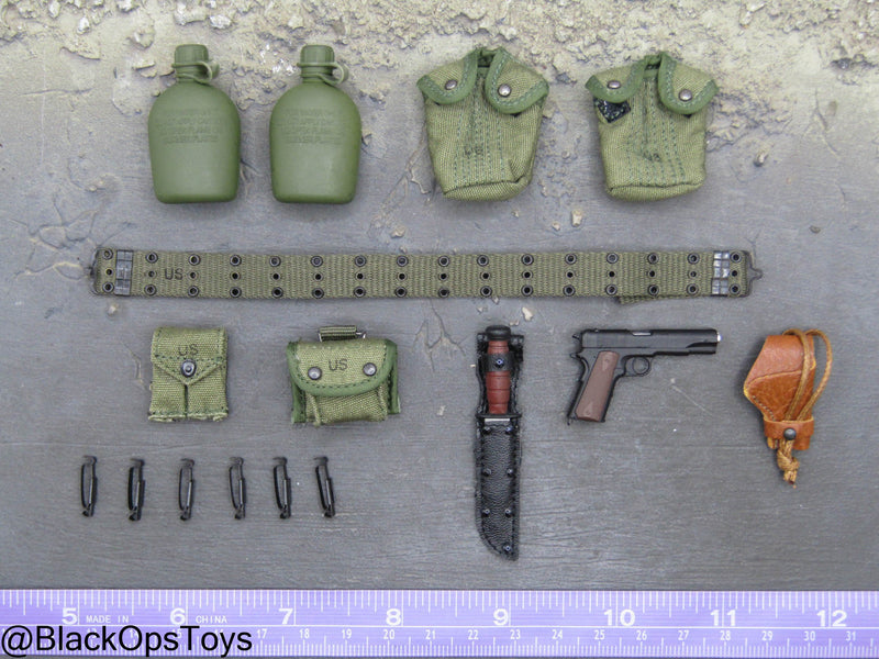 Load image into Gallery viewer, Vietnam Era Female - OD Green Rivet Battle Belt w/Pouch &amp; Gear Set
