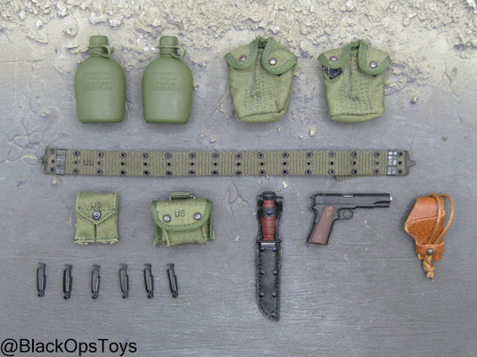 Vietnam Era Female - OD Green Rivet Battle Belt w/Pouch & Gear Set