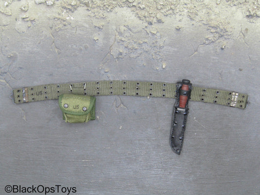 Vietnam Era Male - OD Green Rivet Belt w/Pouch Set Type 2