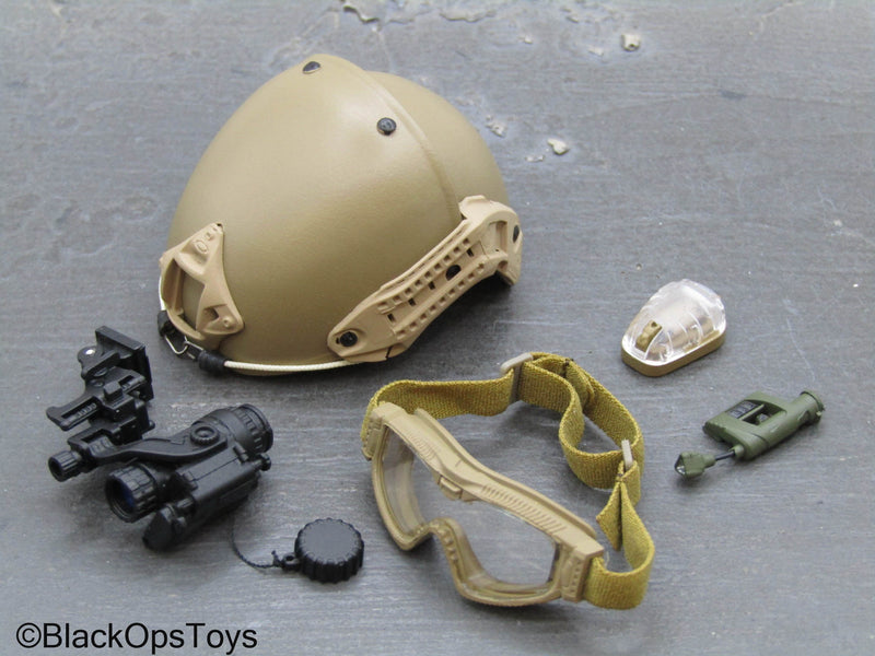 Load image into Gallery viewer, Russian SSO - Tan Helmet w/NVG &amp; Goggles Set
