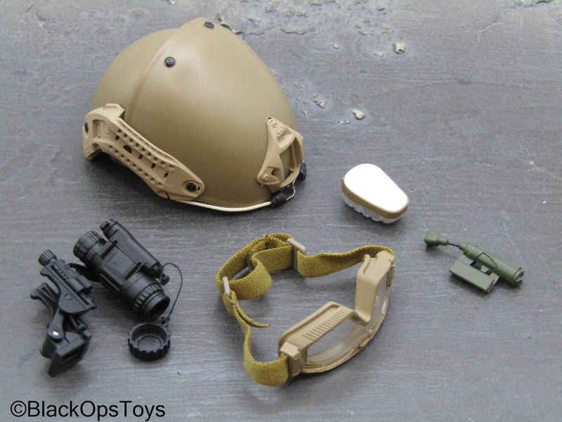 Load image into Gallery viewer, Russian SSO - Tan Helmet w/NVG &amp; Goggles Set
