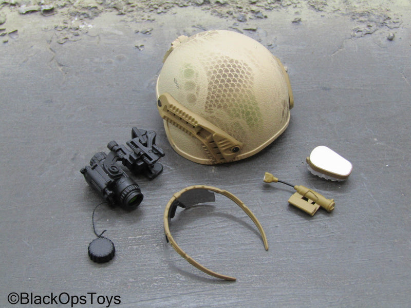 Load image into Gallery viewer, Russian SSO - Snakeskin Pattern Tan Helmet w/NVG Set &amp; Glasses
