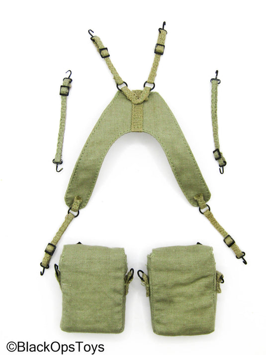 WWII - Tan Cloth Medic Pouch Set w/Suspenders