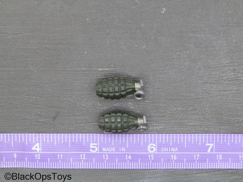 Load image into Gallery viewer, WWII - Green Pinapple Frag Grenades (x2)
