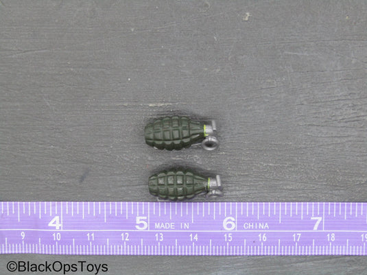 WWII - Green Pinapple Frag Grenades (x2)