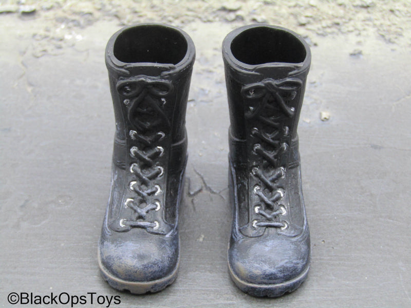 Load image into Gallery viewer, Weathered Black Combat Boots (Foot Type)
