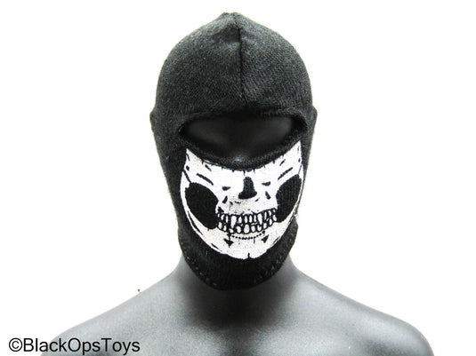 Black Balaclava w/White Skull Detail (x3)