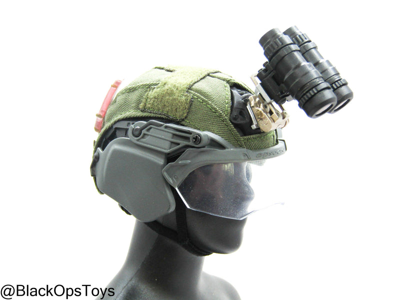 Load image into Gallery viewer, ZERT AMG Juggernaut - OD Green Helmet w/NVG &amp; Face Shield Set
