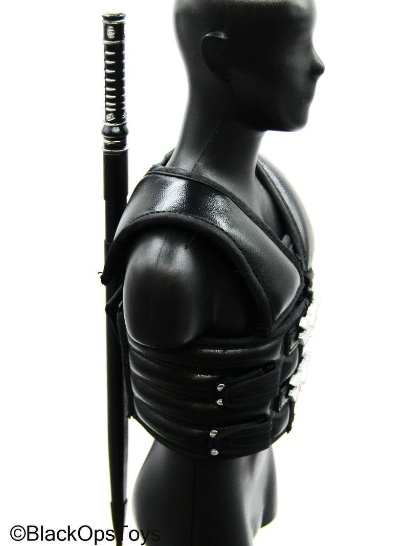 Load image into Gallery viewer, Blade Warrior - Black Leather Like Vest w/Sword &amp; Sheath
