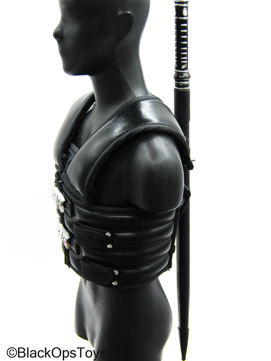 Blade Warrior - Black Leather Like Vest w/Sword & Sheath