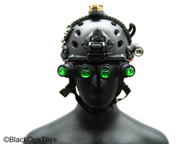 Load image into Gallery viewer, Doomsday Guardian - Black Helmet w/NVG Set
