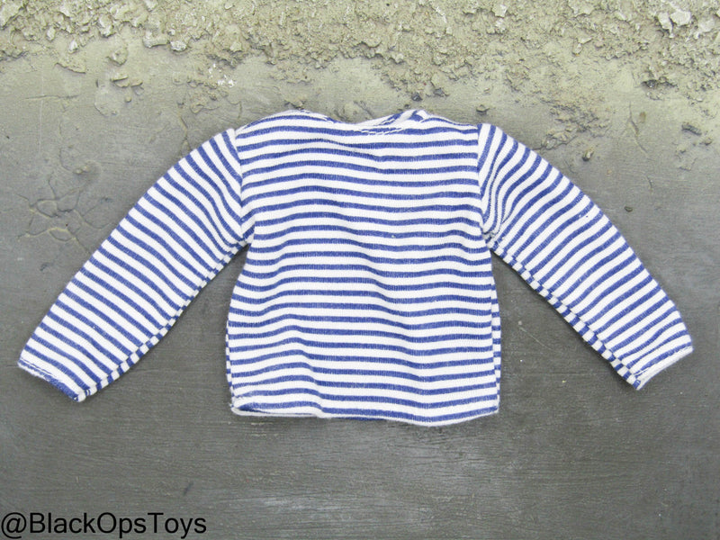 Load image into Gallery viewer, Blue &amp; White Striped Long Sleeve Shirt
