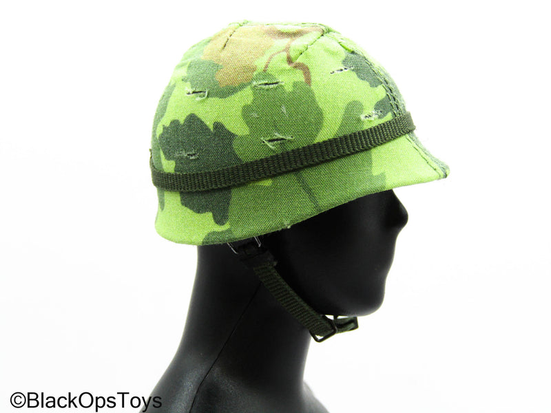 Load image into Gallery viewer, Vietnam US Army LRRP - Metal Wineleaf Camo Helmet
